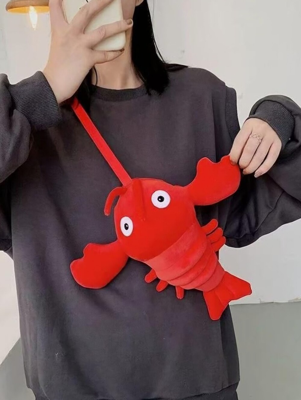 Cute Red Lobster Plush Crossbody Bag | Soft Stuffed Animal Bag NEW - Picture 2 of 5